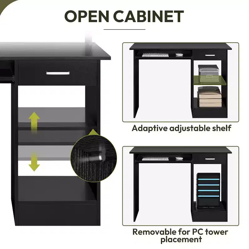 Bureau d'ordinateur Yaheetech en bois avec tiroirs de rangement pour la maison ou le bureau
