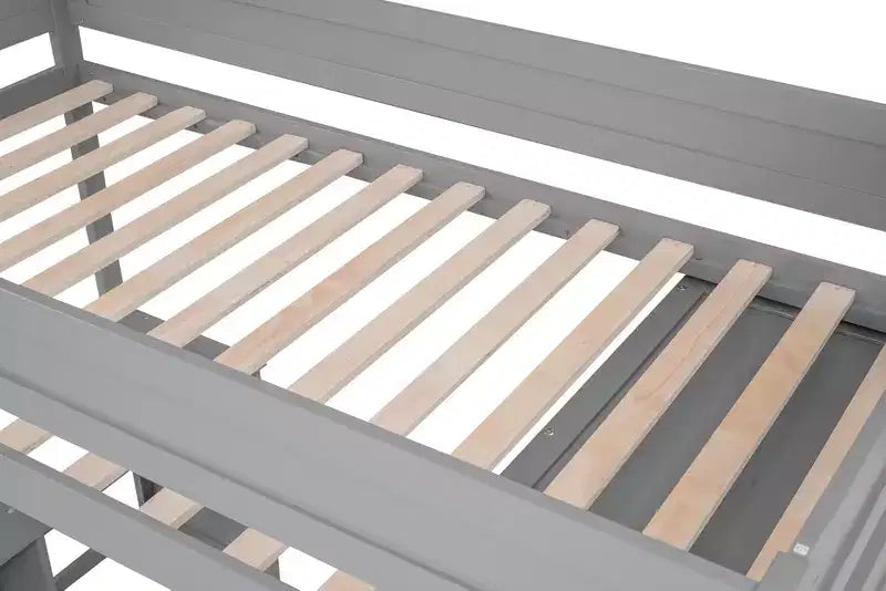 Lit mezzanine en bois avec armoires et bureau 2 tiroirs avec armoire-ModernLuxe