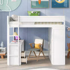 Lit mezzanine en bois avec armoires et bureau 2 tiroirs avec armoire-ModernLuxe