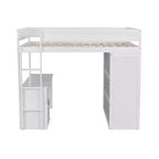 Lit mezzanine en bois avec armoires et bureau 2 tiroirs avec armoire-ModernLuxe
