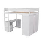 Lit mezzanine en bois avec armoires et bureau 2 tiroirs avec armoire-ModernLuxe
