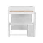 Lit mezzanine en bois avec armoires et bureau 2 tiroirs avec armoire-ModernLuxe
