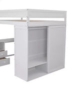 Lit mezzanine en bois avec armoires et bureau 2 tiroirs avec armoire-ModernLuxe