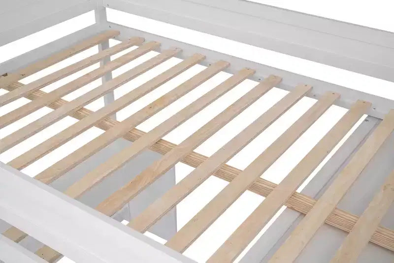 Lit mezzanine en bois avec armoires et bureau 2 tiroirs avec armoire-ModernLuxe