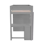 Lit mezzanine en bois avec armoires et bureau 2 tiroirs avec armoire-ModernLuxe