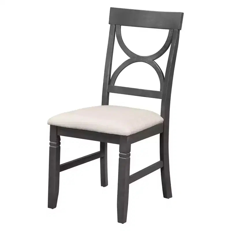 Ensemble de salle à manger en bois de ferme 6 pièces avec table et chaises rembourrées - ModernLuxe