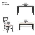 Ensemble de salle à manger en bois de ferme 6 pièces avec table et chaises rembourrées - ModernLuxe