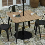 Table à manger Merrick Lane intérieure/extérieure avec trou pour parasol, plateau carré de 36 po en poly-résine toutes saisons et base en acier
