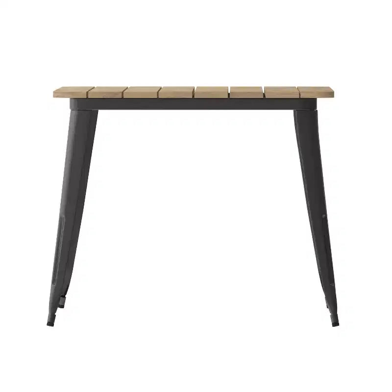 Table à manger Merrick Lane intérieure/extérieure avec trou pour parasol, plateau carré de 36 po en poly-résine toutes saisons et base en acier