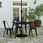 Table à manger Merrick Lane intérieure/extérieure avec trou pour parasol, plateau carré de 36 po en poly-résine toutes saisons et base en acier
