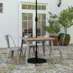 Table à manger Merrick Lane intérieure/extérieure avec trou pour parasol, plateau carré de 36 po en poly-résine toutes saisons et base en acier