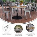 Table à manger Merrick Lane intérieure/extérieure avec trou pour parasol, plateau carré de 36 po en poly-résine toutes saisons et base en acier