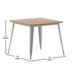 Table à manger Merrick Lane intérieure/extérieure avec trou pour parasol, plateau carré de 36 po en poly-résine toutes saisons et base en acier