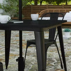 Table à manger Merrick Lane intérieure/extérieure avec trou pour parasol, plateau carré de 36 po en poly-résine toutes saisons et base en acier
