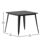 Table à manger Merrick Lane intérieure/extérieure avec trou pour parasol, plateau carré de 36 po en poly-résine toutes saisons et base en acier