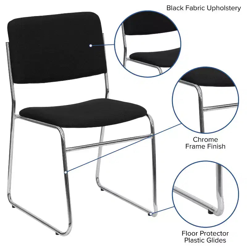 Lot de 5 chaises empilables haute densité Emma et Oliver avec piètement luge, capacité 227 kg