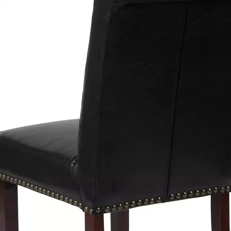 Emma et Oliver Lot de 2 Chaises de Salle à Manger Rembourrées à Dossier Roulé Parson's avec Rivets et Cadre Fini avec Patins en Plastique