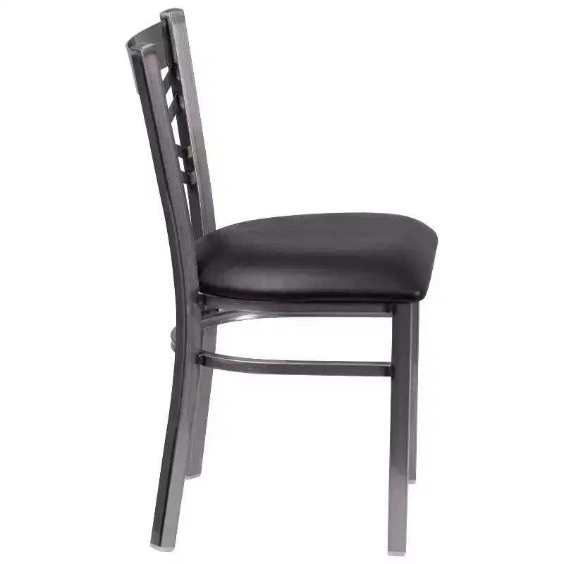 Chaise de restaurant en métal à dossier en X, recouverte d'un revêtement transparent, lot de 2, par Emma et Oliver