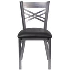 Chaise de restaurant en métal à dossier en X, recouverte d'un revêtement transparent, lot de 2, par Emma et Oliver