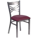Chaise de restaurant en métal à dossier en X, recouverte d'un revêtement transparent, lot de 2, par Emma et Oliver