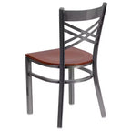Chaise de restaurant en métal à dossier en X, recouverte d'un revêtement transparent, lot de 2, par Emma et Oliver