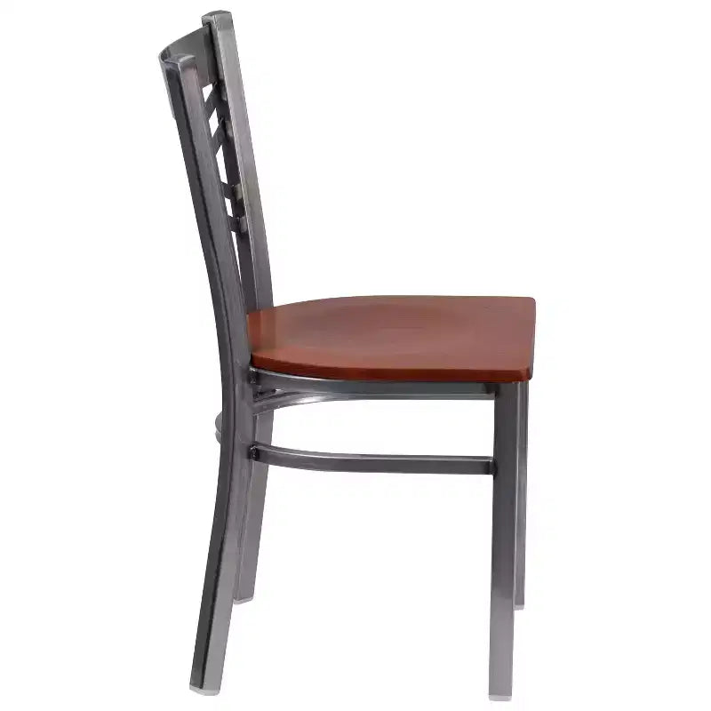 Chaise de restaurant en métal à dossier en X, recouverte d'un revêtement transparent, lot de 2, par Emma et Oliver