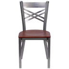 Chaise de restaurant en métal à dossier en X, recouverte d'un revêtement transparent, lot de 2, par Emma et Oliver
