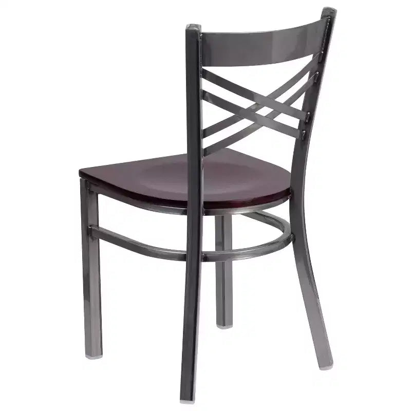 Chaise de restaurant en métal à dossier en X, recouverte d'un revêtement transparent, lot de 2, par Emma et Oliver