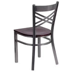Chaise de restaurant en métal à dossier en X, recouverte d'un revêtement transparent, lot de 2, par Emma et Oliver