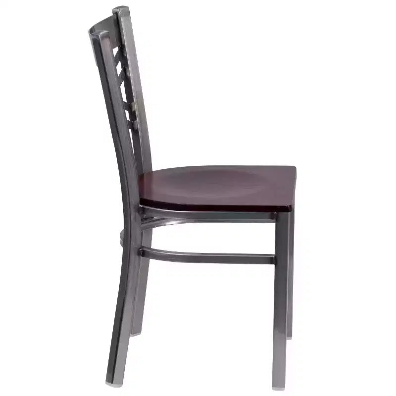 Chaise de restaurant en métal à dossier en X, recouverte d'un revêtement transparent, lot de 2, par Emma et Oliver