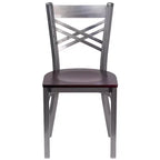 Chaise de restaurant en métal à dossier en X, recouverte d'un revêtement transparent, lot de 2, par Emma et Oliver