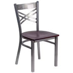 Chaise de restaurant en métal à dossier en X, recouverte d'un revêtement transparent, lot de 2, par Emma et Oliver