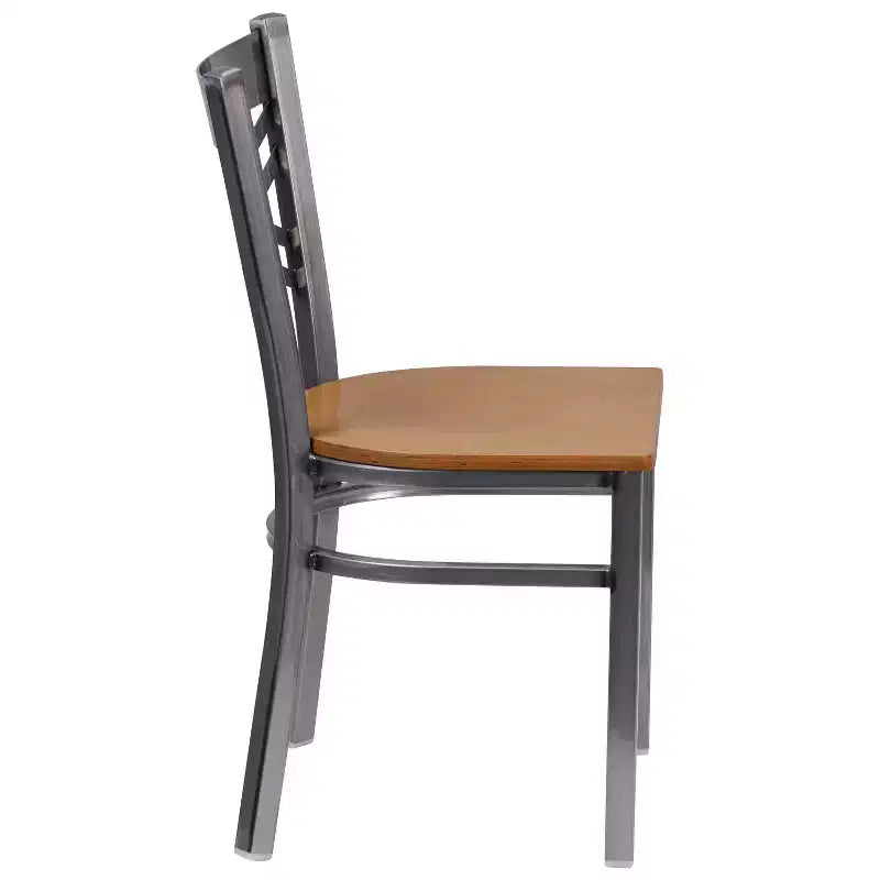 Chaise de restaurant en métal à dossier en X, recouverte d'un revêtement transparent, lot de 2, par Emma et Oliver