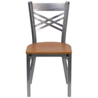 Chaise de restaurant en métal à dossier en X, recouverte d'un revêtement transparent, lot de 2, par Emma et Oliver