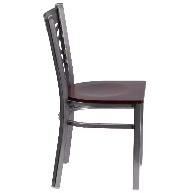 Chaise de restaurant en métal à dossier en X, recouverte d'un revêtement transparent, lot de 2, par Emma et Oliver