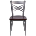 Chaise de restaurant en métal à dossier en X, recouverte d'un revêtement transparent, lot de 2, par Emma et Oliver