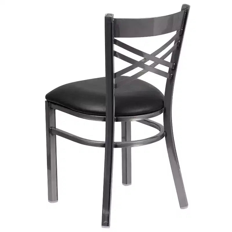 Chaise de restaurant en métal à dossier en X, recouverte d'un revêtement transparent, lot de 2, par Emma et Oliver