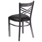 Chaise de restaurant en métal à dossier en X, recouverte d'un revêtement transparent, lot de 2, par Emma et Oliver