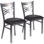 Chaise de restaurant en métal à dossier en X, recouverte d'un revêtement transparent, lot de 2, par Emma et Oliver