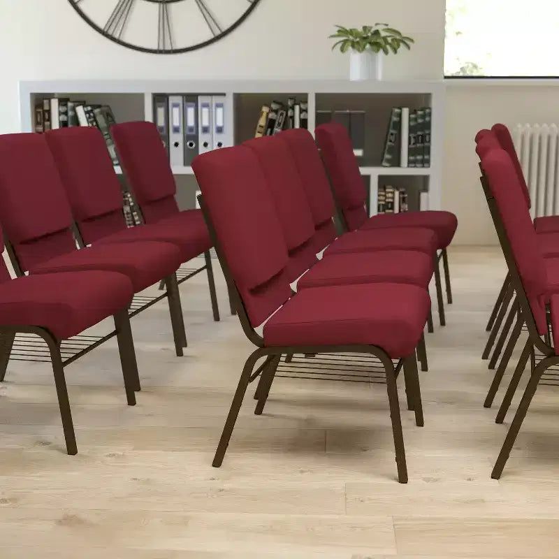 Emma and Oliver Lot de 4 chaises d'église de 47 cm de large avec porte-livre
