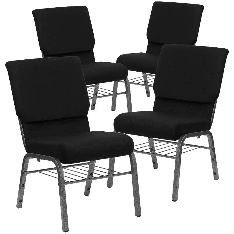Emma and Oliver Lot de 4 chaises d'église de 47 cm de large avec porte-livre