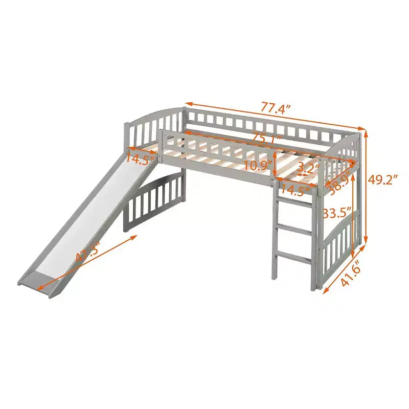 Lit mezzanine jumeau avec toboggan et échelle - ModernLuxe