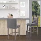 Tabourets de bar HOMCOM, chaises de salle à manger sans accoudoirs rembourrées à dossier capitonné avec pieds en bois d'hévéa, lot de 4, gris
