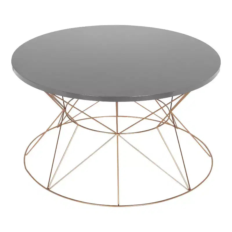 Kate and Laurel Mendel Round Metal Coffee Table, 30x30x17, Gray and Rose Gold