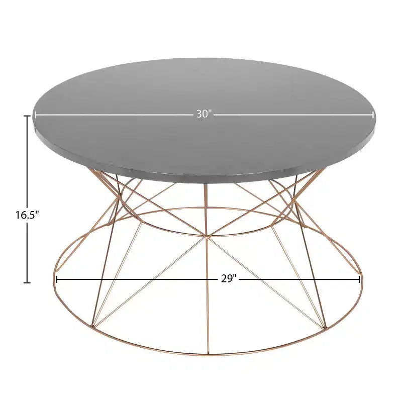 Table basse ronde Kate and Laurel Mendel, 30x30x17, gris et or rose