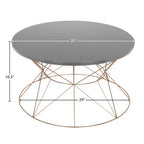 Table basse ronde Kate and Laurel Mendel, 30x30x17, gris et or rose