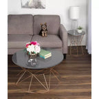 Table basse ronde Kate and Laurel Mendel, 30x30x17, gris et or rose