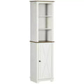 kleankin Slim Bathroom Storage Cabinet with Open Shelves & Cupboard, Freestanding Linen Tower Tall Skinny Bathroom Storage Cabinet Door Shelves, White