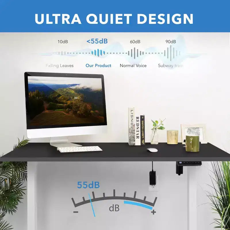 Bureau assis-debout électrique Mount-It! avec plateau – Blanc/Noir