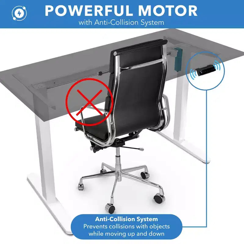 Bureau assis-debout électrique Mount-It! avec plateau – Blanc/Noir